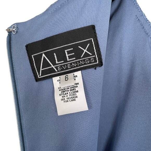 NEW Alex Evenings Lace Sequins Cap Sleeve Blue Cocktail Dress Size 6 - Picture 4 of 11